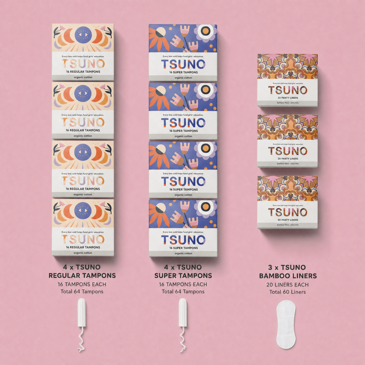 4-Month Tampon Bundle | TSUNO Tampons + Liner Bundle